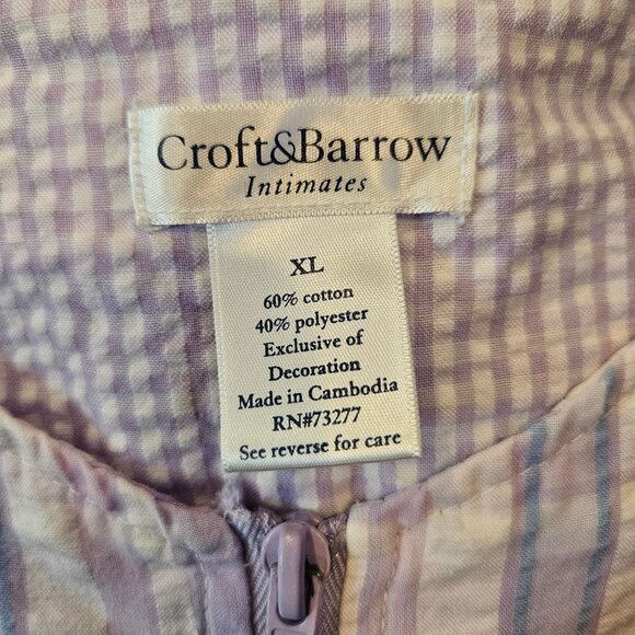 Croft & Barrow Robe night gown Womens XL Zip Pockets crinkle embroidered granny - Picture 14 of 15